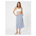Koton Midi Skirt With Buttons And Slits In The Linen Blend