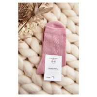 Dámské bavlněné ponožky s ražbou růžové