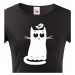 Dámské tričko s kočkou  a ptáčkem - stylový dárek pro milovníky koček
