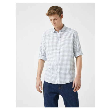 Koton Men's Classic Collar Long Sleeve Cotton Shirt