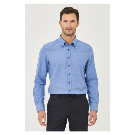 AC&Co / Altınyıldız Classics Men's BLUE Button-down Collar Tailored Slim Fit Oxford Shirt.
