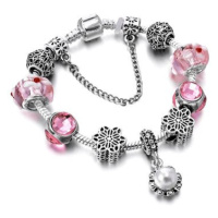 Silver Star Náramek – pink perla-1 - 20cm