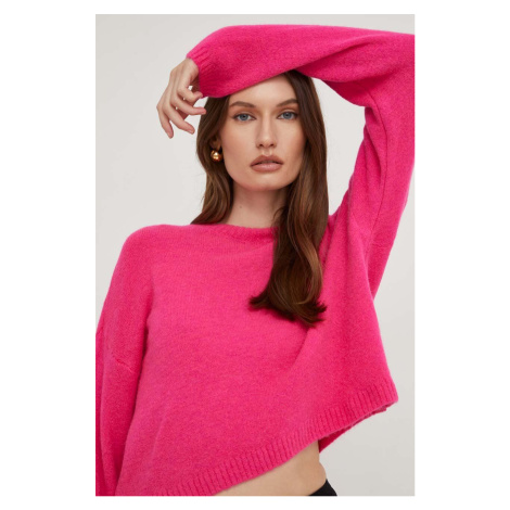 Vlněný svetr Answear Lab X limited collection NO SHAME růžová barva, lehký