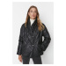 Trendyol Black Oversized Shawl Collar Quilted Coat