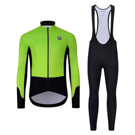 HOLOKOLO Cyklistická zimní bunda a kalhoty - CLASSIC - černá/světle zelená