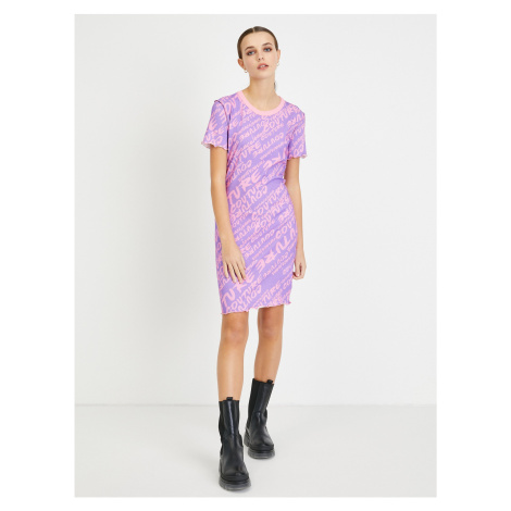 Světle fialové vzorované pouzdrové šaty Versace Jeans Couture - Dámské