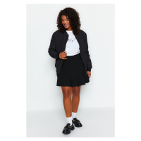 Trendyol Curve Black Plain A-line Polyviscon Woven Plus Size Skirt