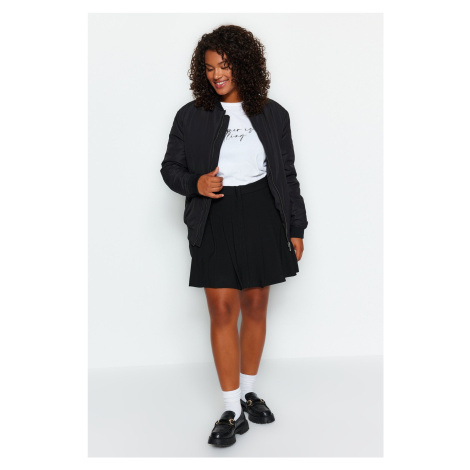 Trendyol Curve Black Plain A-line Polyviscon Woven Plus Size Skirt