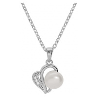 Brilio Silver Romantický stříbrný náhrdelník s pravou perlou SPD0721A (řetízek, přívěsek)