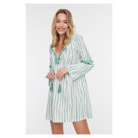 Trendyol Green Striped Tassel Detailed Cotton Beach Dress