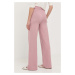 Kalhoty Max Mara Leisure dámské, růžová barva, jednoduché, high waist