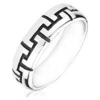 Stříbrný prsten 925 - černé gravírované zoubky