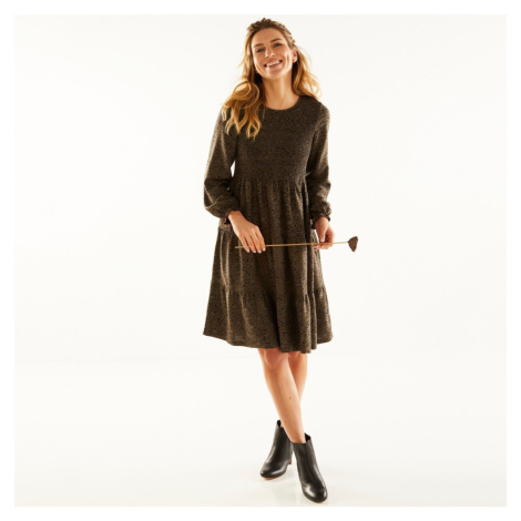 Blancheporte Žabičkované šaty s dlouhým rukávem, jednobarevné nebo s potiskem bronzová/černá