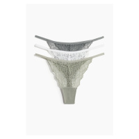 H & M - 3-pack lace tanga thong briefs - zelená