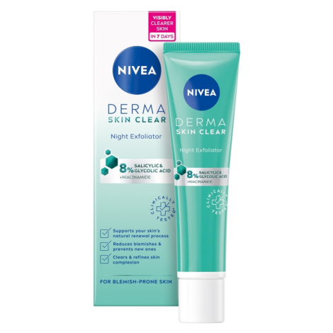 NIVEA Derma Skin Clear Noční exfoliační pleťový peeling 40 ml