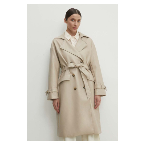 Trench kabát Answear Lab dámský, béžová barva, přechodný, oversize