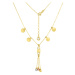 GEMMAX Jewelry Řetízkový zlatý náhrdelník s přívěsky a korálky délka 42+3 cm GLNCN-45-32701