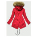 Červená dámská zimní bunda typu parka (B2628)
