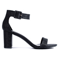 Designové sandály černé dámské na širokém podpatku