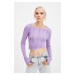 Trendyol Lilac Stitch Detail Fitted Asymmetric Crop Ribbed Stretch Knitted Blouse