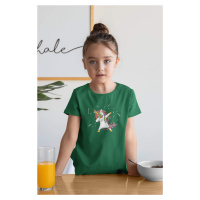 MMO Dívčí tričko Dabujúci unicorn Barva: Trávová zelená