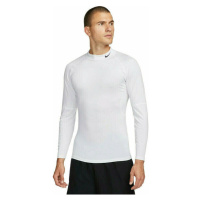 Nike Dri-Fit Fitness Mock-Neck Long-Sleeve Mens Top White/Black Fitness tričko