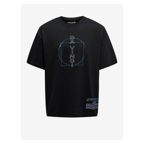 Černé pánské oversize tričko ONLY & SONS Vinci - Pánské