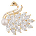 JwL Luxury Pearls Půvabná pozlacená brož 2v1 ve tvaru labutě JL0732