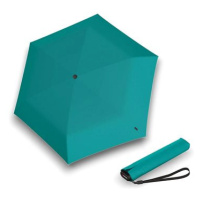 Knirps KNIRPS US.050 TURQUOISE WITH BLACK - lehký dámský skládací plochý deštník