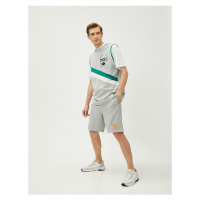 Koton College Shorts With Lace-Up Waist, Slim Fit Embroidered Embroidered Pockets.