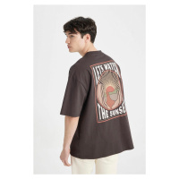 DEFACTO Oversize Fit Crew Neck Back Printed Short Sleeve T-Shirt