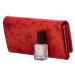 Luxusní větší dámská kožená peněženka Samantha, červená laková s květy