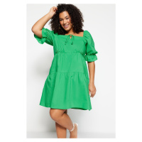 Trendyol Curve Green Woven Tie Detailed Dress