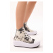 Tonny Black Women's Black Cream Comfortable Fit Thick Soled Long Sneakers.
