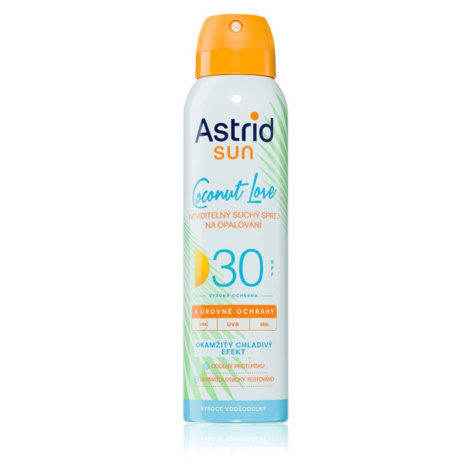 Astrid Sun Coconut Love neviditelný sprej na opalování SPF 30 s vysokou UV ochranou 150 ml