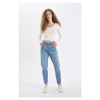 DEFACTO Lina Comfort Mom High Waist Ankle Length Jean Washed Trousers