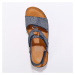 Blancheporte Kožené lesklé sandály na suchý zip a klínovém podpatku modrá