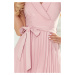 Pudrově růžové midi šaty so skládanou sukní