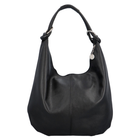 Luxusní dámská kožená kabelka přes rameno Naufe, černá