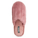 Růžová dámská domácí obuv s kožíškem