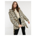 Pieces padded coat with hood in leopard-Multi