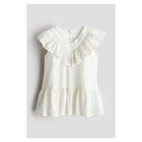 H & M - Šaty z lněné směsi's volánky - bílá