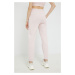 Kalhoty HUGO dámské, růžová barva, hladké, 50455983