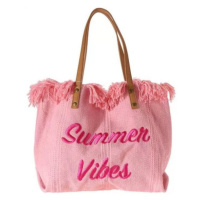 Plážová taška s třásněmi v růžové barvě