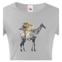 Dámské tričko s potiskem zvířat - Žirafa