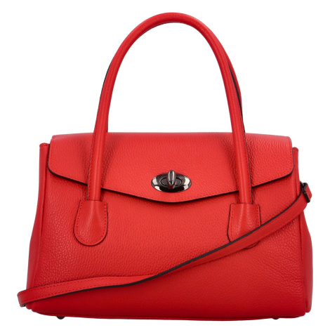 Kufříková dámská kožená kabelka do ruky Arlingto, červená Delami Vera Pelle