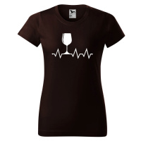 DOBRÝ TRIKO Dámské tričko s potiskem Tep srdce víno Barva: Kávová