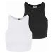 Dámský top // Urban Classics / Ladies Organic Cropped Rib Top 2-Pack white+black