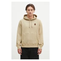 Bavlněná mikina A Bathing Ape One Point Pullover pánská, béžová barva, s kapucí, hladká, 1K80114