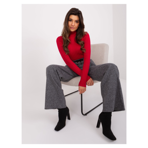 Šedočerné dámské pletené kalhoty se širokými nohavicemi - LAKERTA